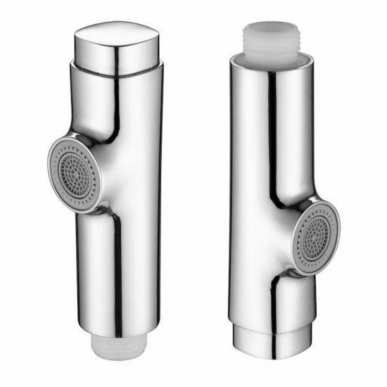 Pull out kitchen faucet extender with press button